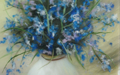 Мастер-класс Шерстяная акварель "Голубые цветы"
